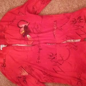 RED "I LOVE YOU" long sleeve zip up shirt